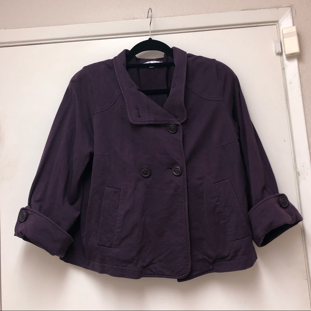 CAbi Plum Button Swing Jacket